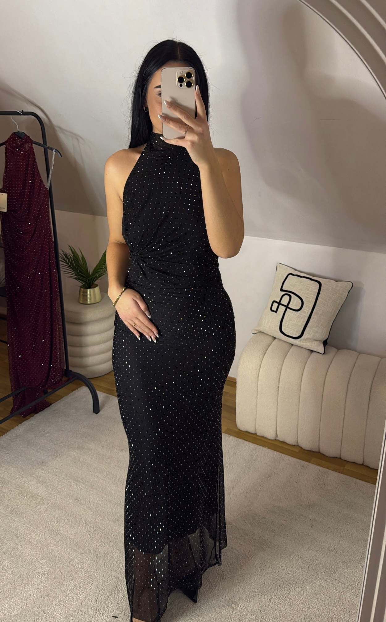 Robe longue à strass