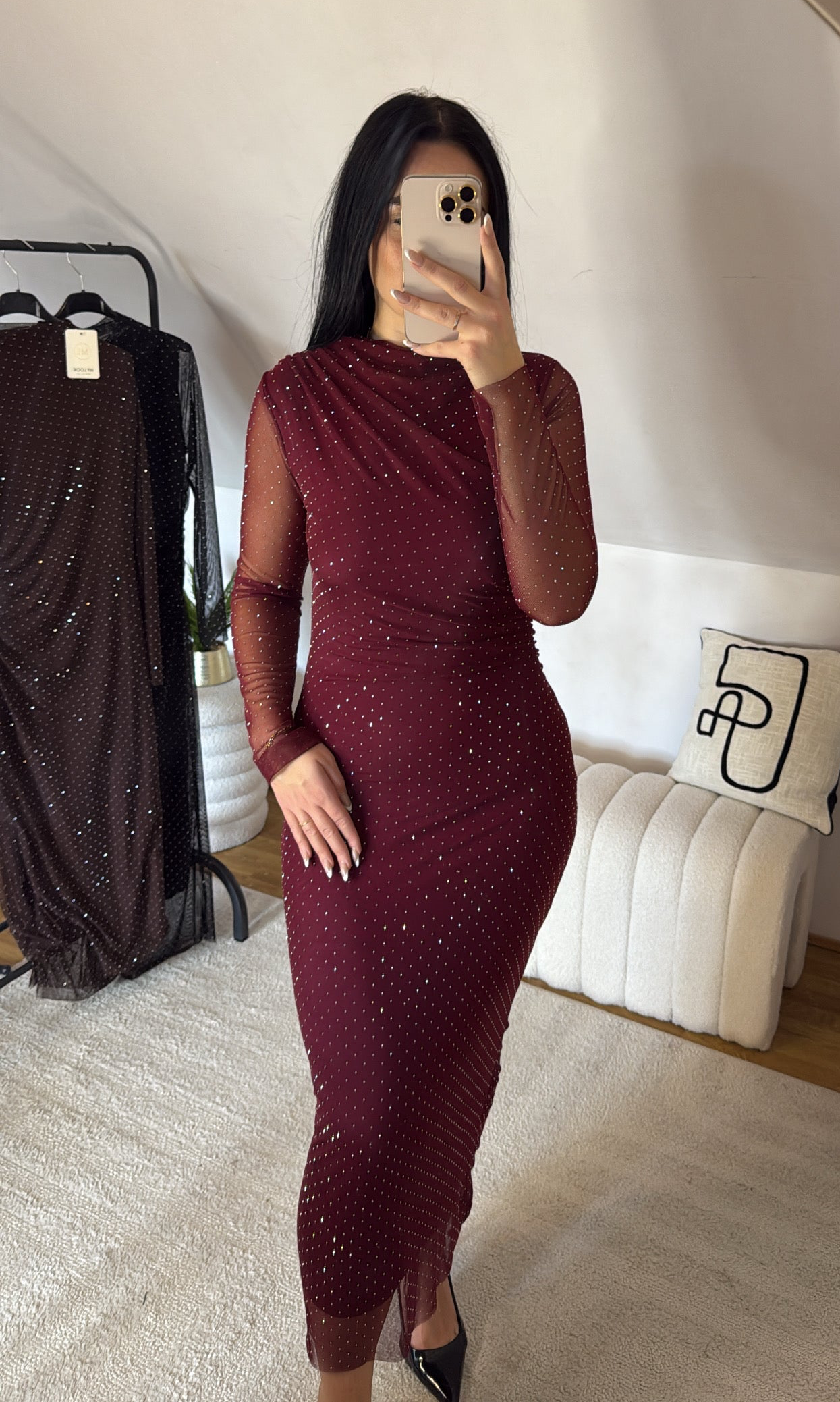 Robe manche longue à strass