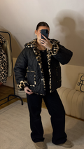Manteau réversible léopard