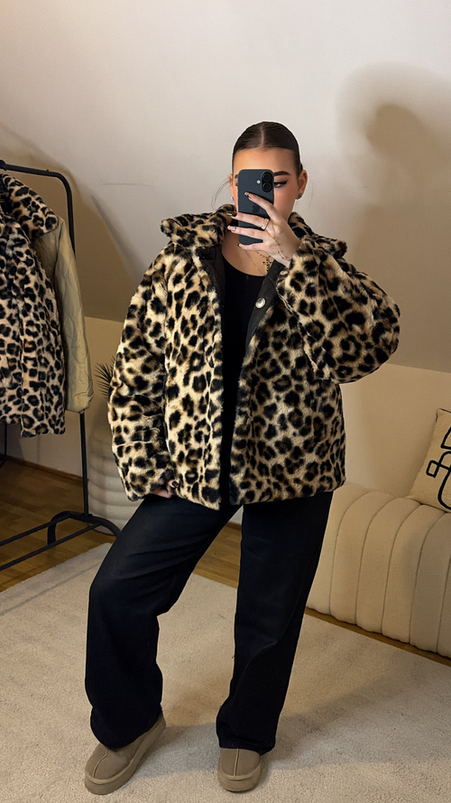 Manteau réversible léopard