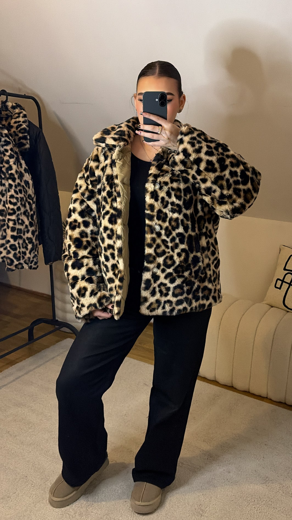 Manteau réversible léopard